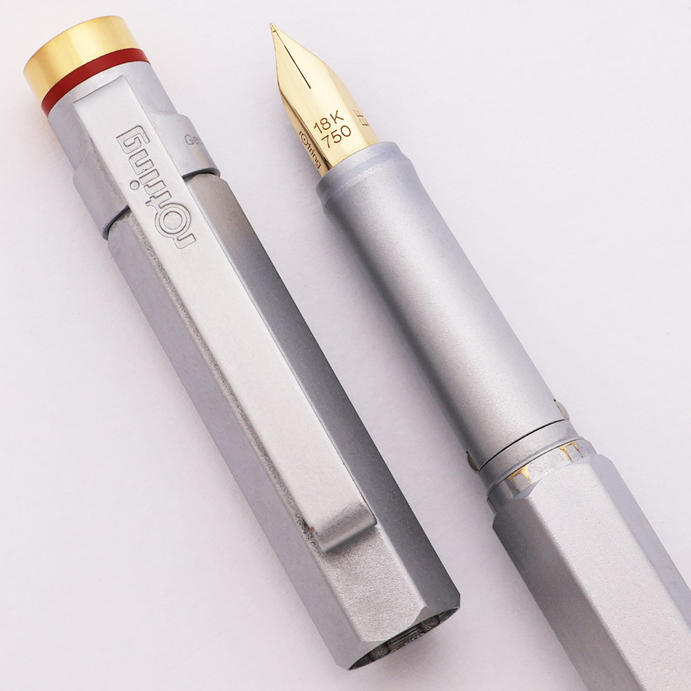 Rotring Newton Fountain Pen - Matte Silver, GP Cap Finial, 18k EF